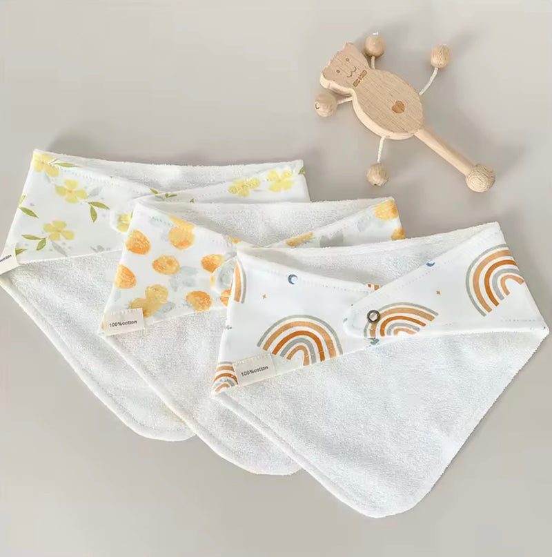 Load image into Gallery viewer, Ensemble de 3 bavoirs bandana bébé en coton – Kali - Boutique Kaki Lilas
