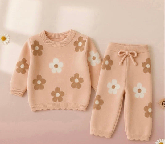 Ensemble fille doux pull + pantalon à fleurs – Kali