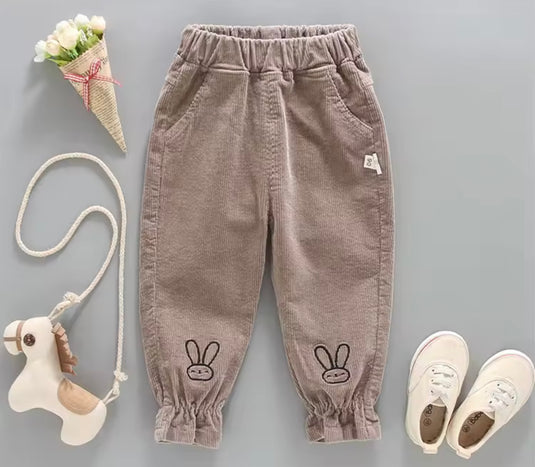 Girls' corduroy trousers with rabbit print – Kali