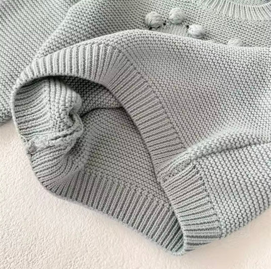 Soft cotton baby girl sweater with embroidered heart – Khaki Lilac