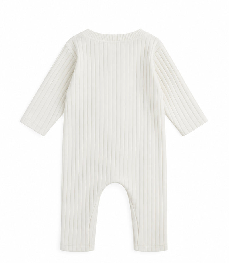 Chargez l'image dans la visionneuse de la galerie, Barboteuse bébé unisexe blanche en tricot de coton – manches longues
