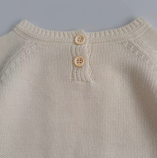 Chandail fille en tricot ivoire avec torsades – Automne-Hiver