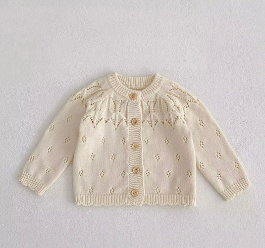 Baby girl soft and breathable knit cardigan ivory – Kali