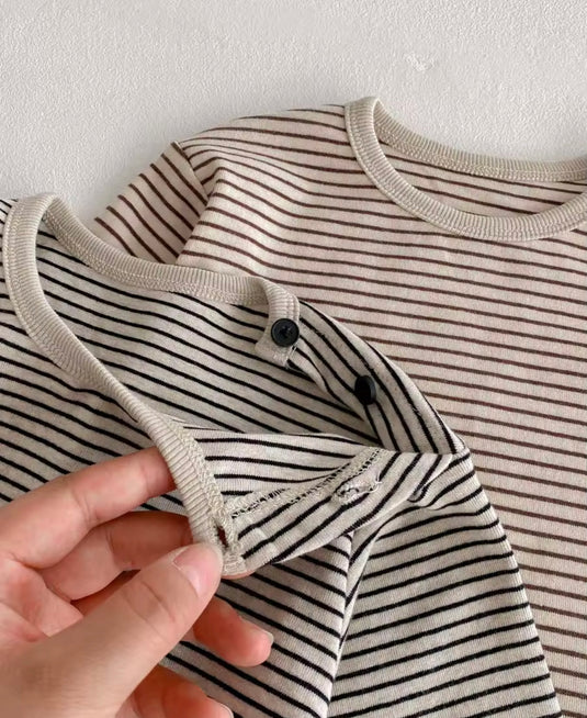 Boy's long-sleeved striped cotton T-shirt