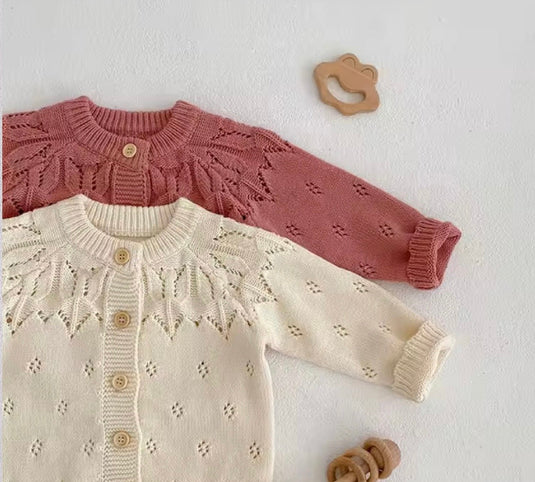 Baby girl soft and breathable knit cardigan ivory – Kali