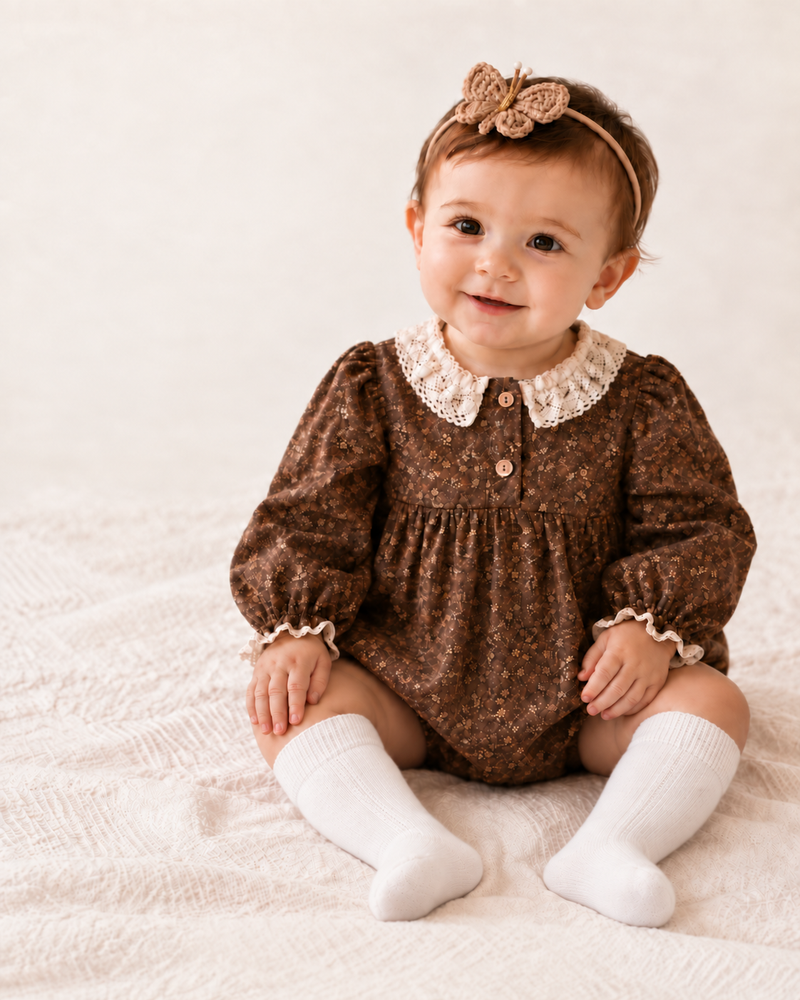 Load image into Gallery viewer, Béatrice Vintage Floral Romper – Autumn-Winter
