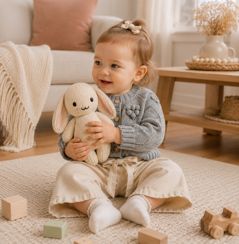 Load image into Gallery viewer, Girls' Grey Knitted Daisy Cardigan – Autumn-Winter

