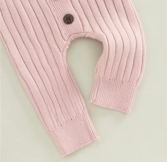 Soft Knit Baby Girl Romper – Khaki Lilac