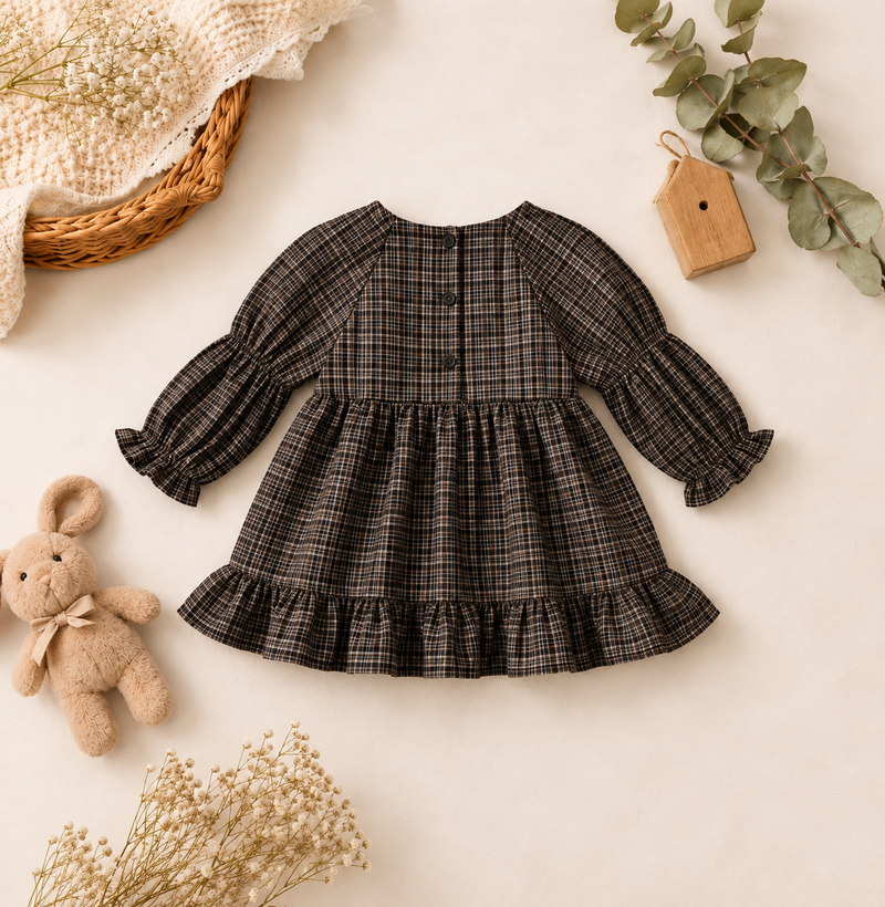 Load image into Gallery viewer, Adeline Baby Girl Plaid Dress – Autumn-Winter
