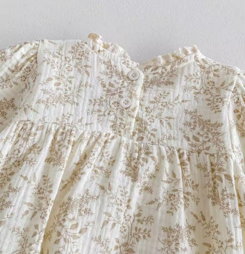 Load image into Gallery viewer, Baby girl beige Liberty print soft cotton romper
