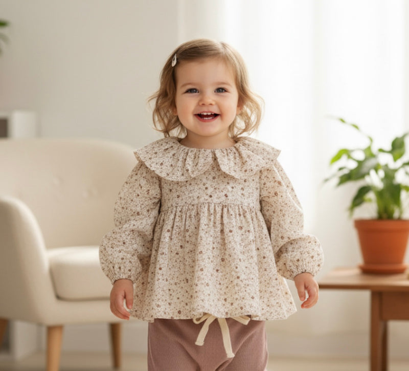 Load image into Gallery viewer, Chemise bébé imprimée fleurs – Blush - Boutique Kaki Lilas
