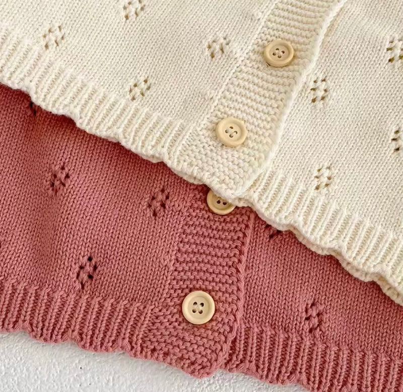Load image into Gallery viewer, Baby girl soft and breathable knit cardigan ivory – Kali
