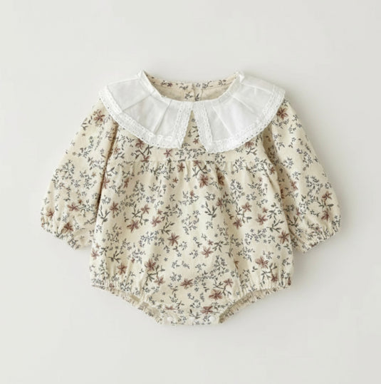 Baby girl pink floral soft cotton romper – Kali