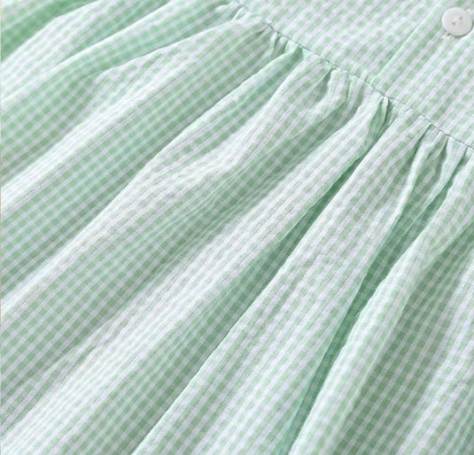 Baby girl's green checkered cotton dress