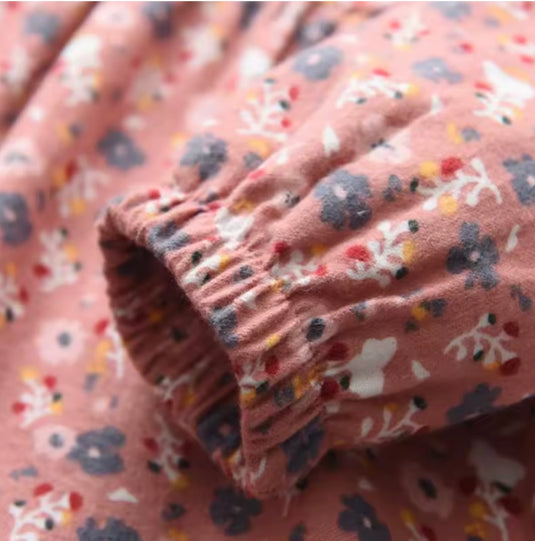 Two-tone floral autumn dresses for girls – soft cotton Kali -