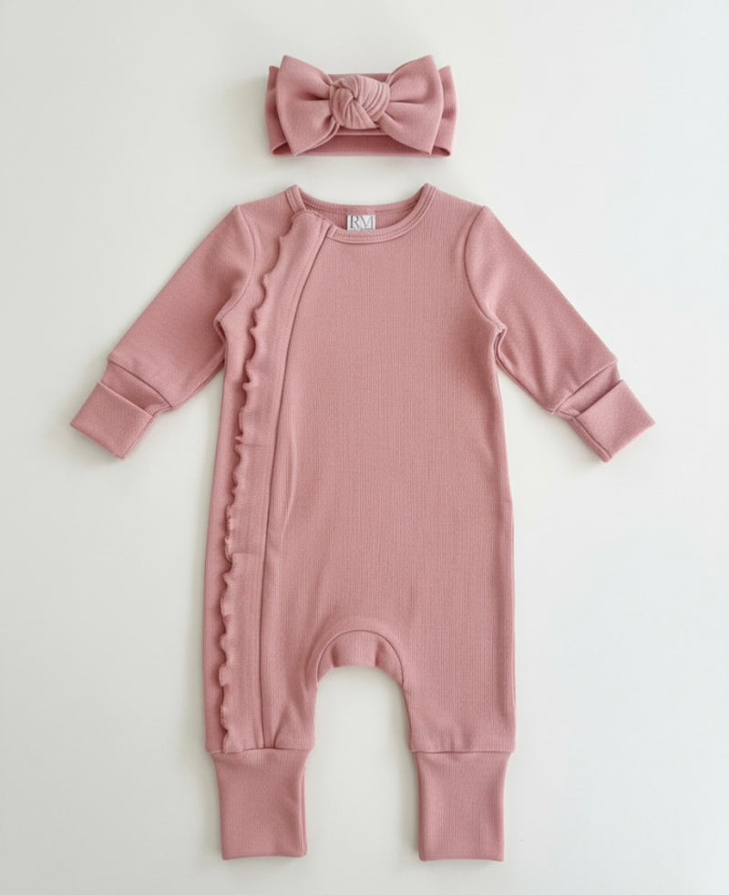 Load image into Gallery viewer, Baby girl cotton soft romper with headband – Kali

